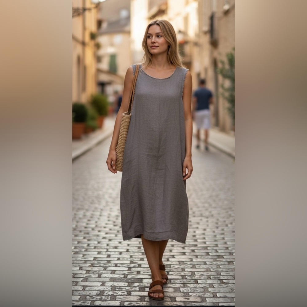 Veronique Miljkovitch Reversible Linen Tank Dress
